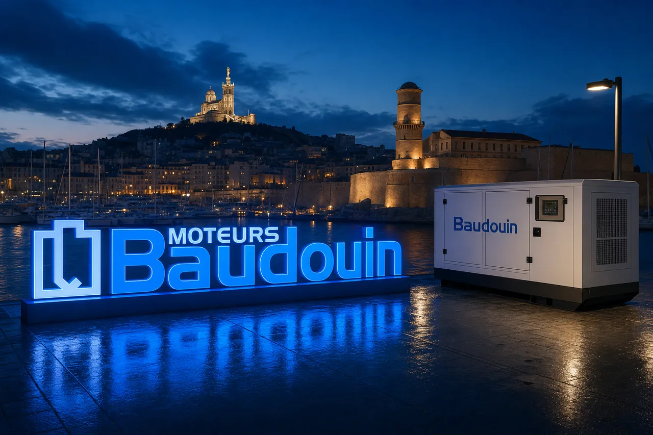 Дизель-генератор и логотип Baudouin