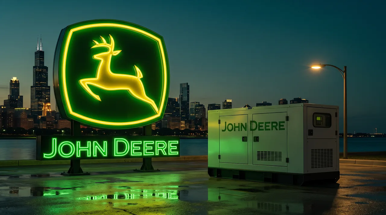 Дизель-генератор и логотип John Deere