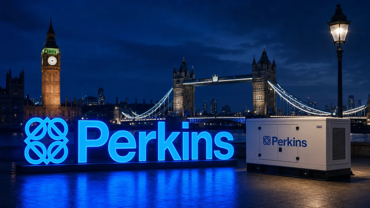 Дизель-генератор и логотип Perkins