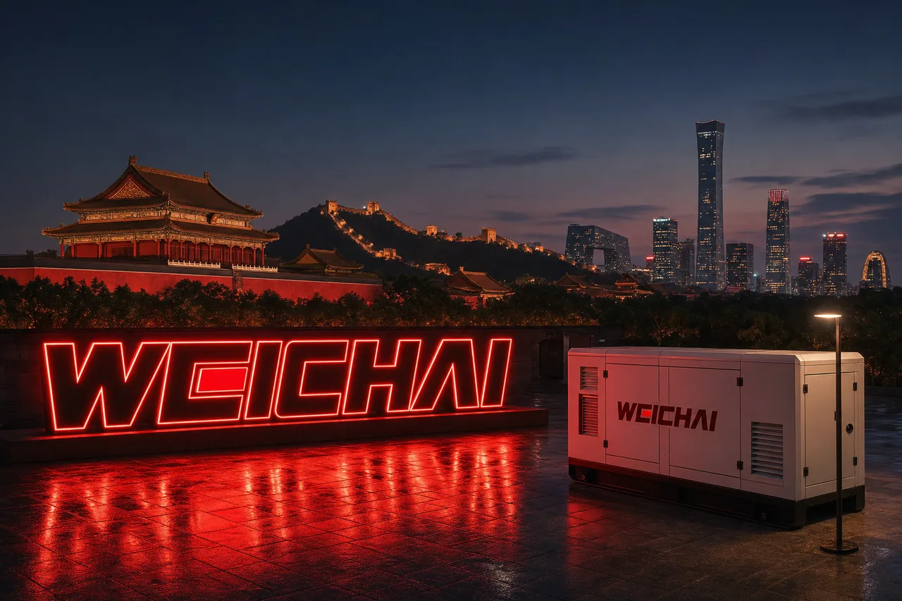 Дизель-генератор и логотип Weichai