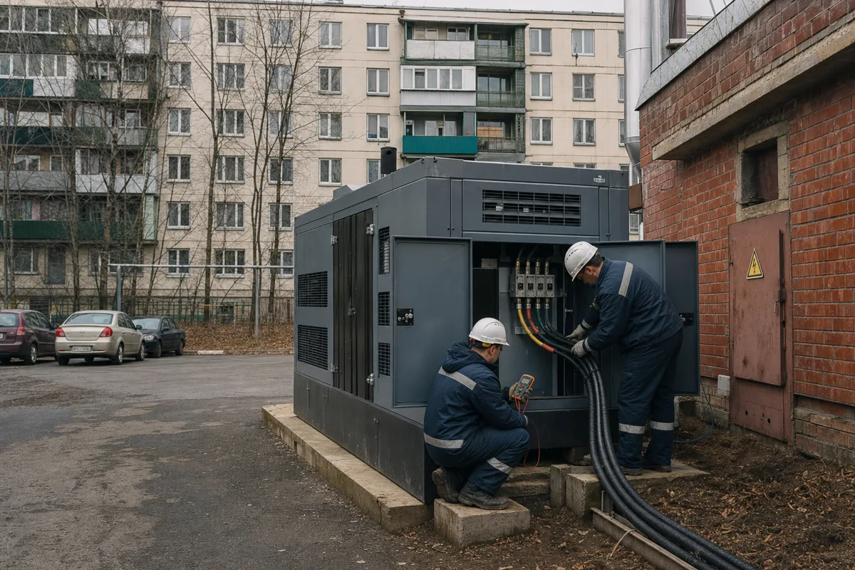 Типовое решение для жилого дома и ЖКХ: дизель-генератор в кожухе у котельной